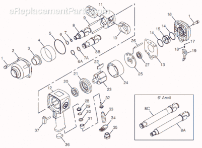 Page A Diagram and Parts List for CP7763-6 8941077636 Chicago Pneumatic Wrench
